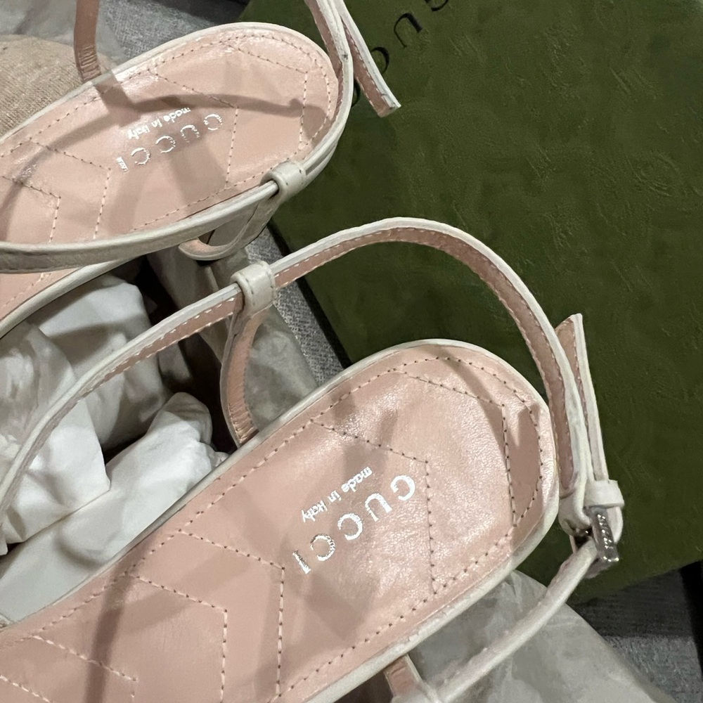 New Gucci GG Marmont mini cream slingback pumps - Picture 7 of 15